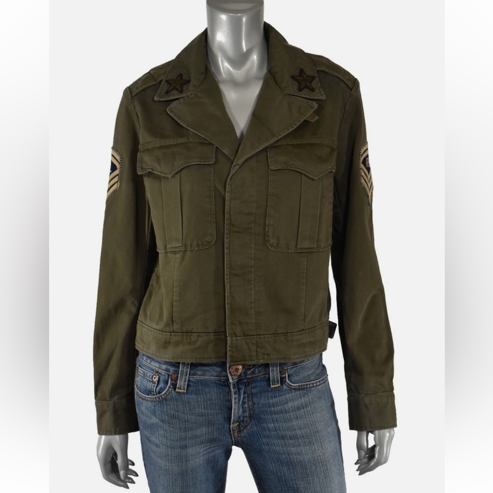POLO RALPH LAUREN Military Green Army Patches Jacket XS